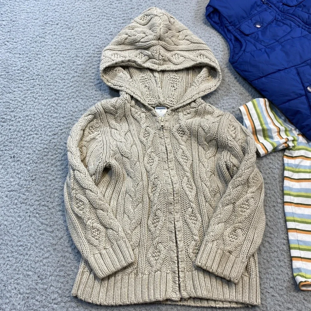 Gymboree Outfit Lot Boys 3T Puffer Vest Shirt Hoodie Sweater Polo Monkey Striped